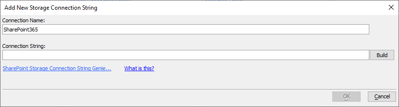 Add New Storage Connection String dialog